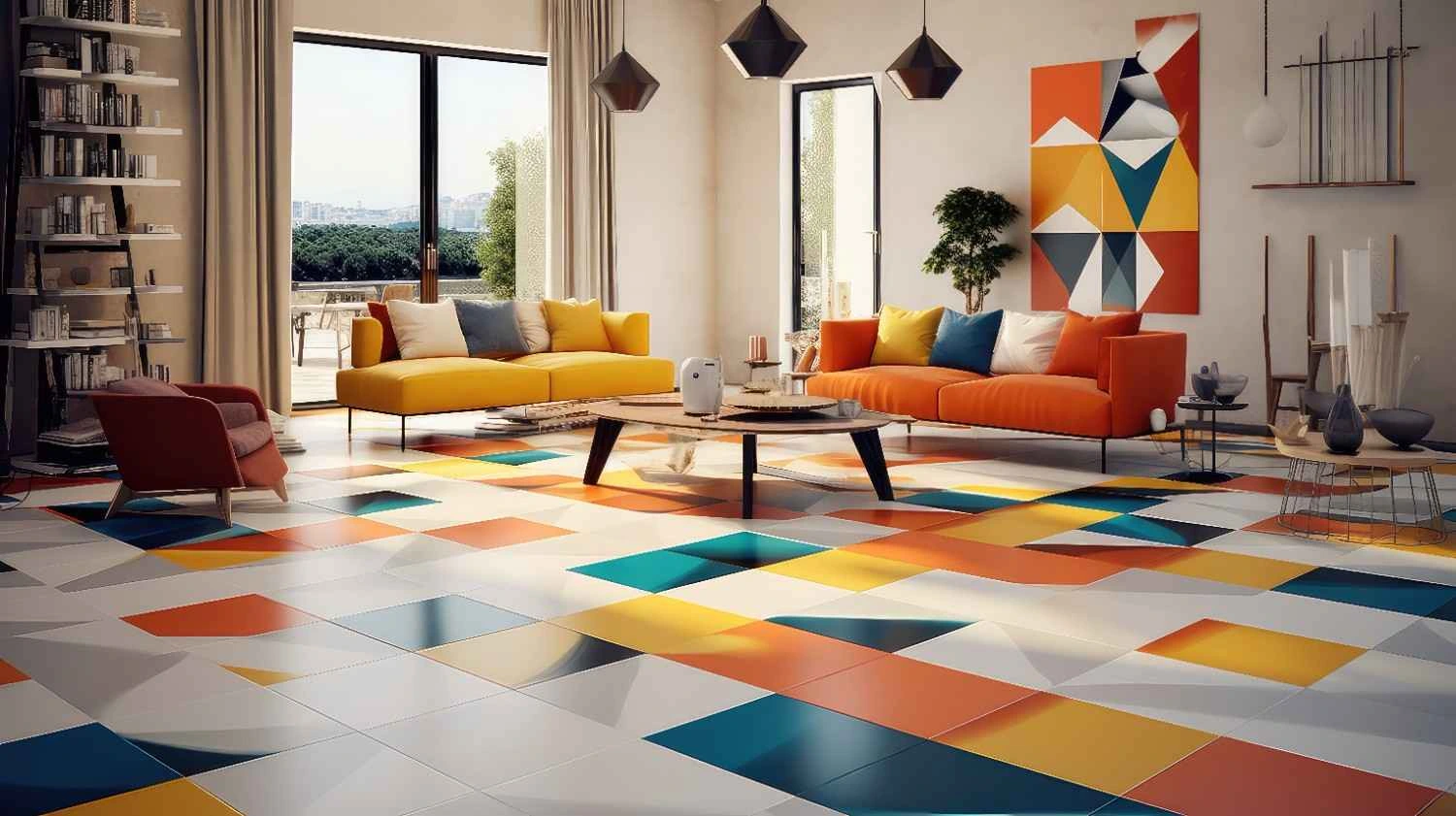 modern living room floor tiles design