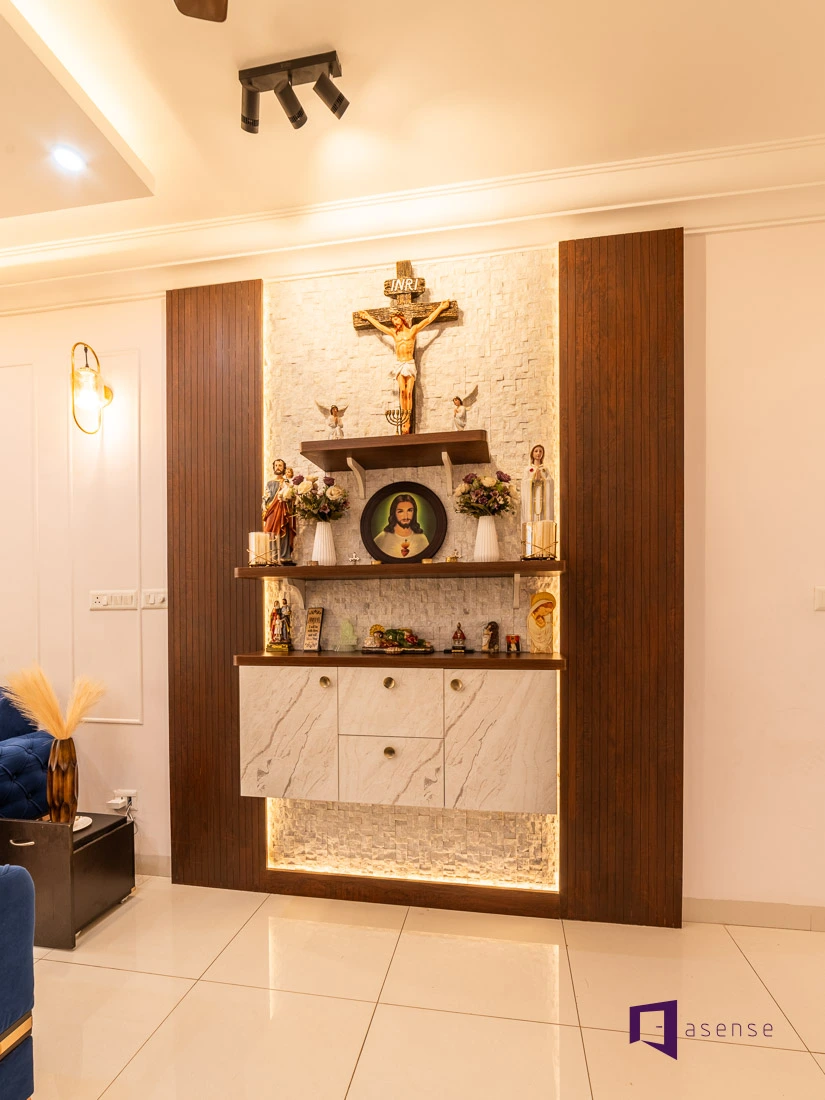 home mandir design in wall